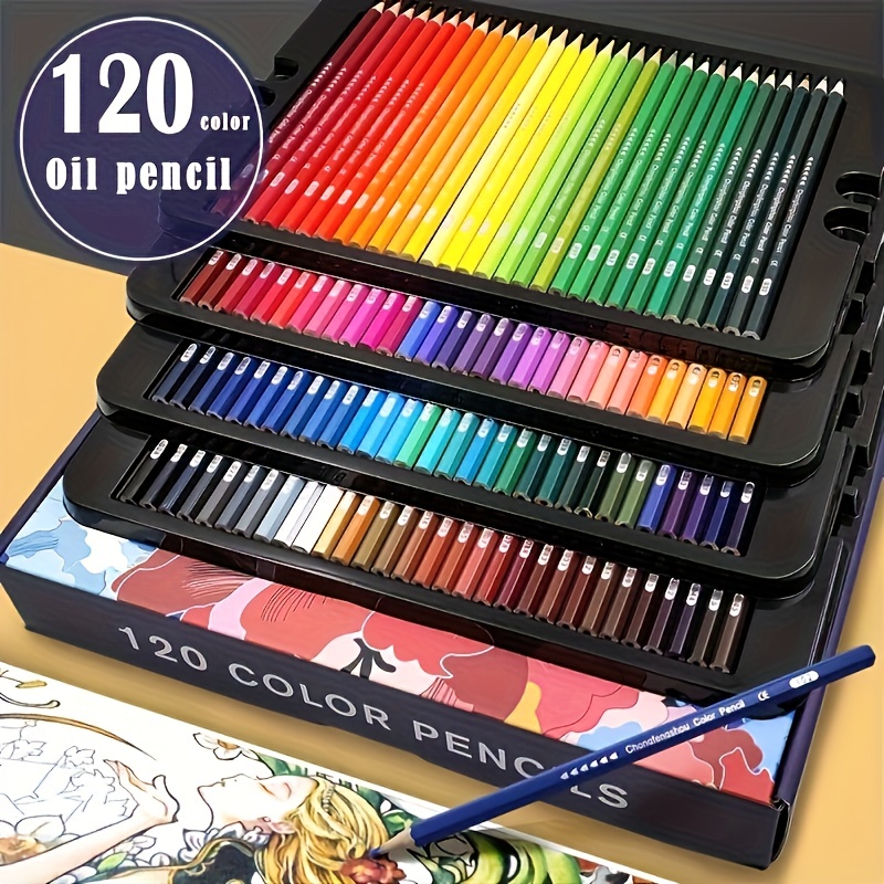 

72/120pcs/set Professional Oily Colored Pencils Set Drawing Assorted Colors Leads Box For Students School Supplies