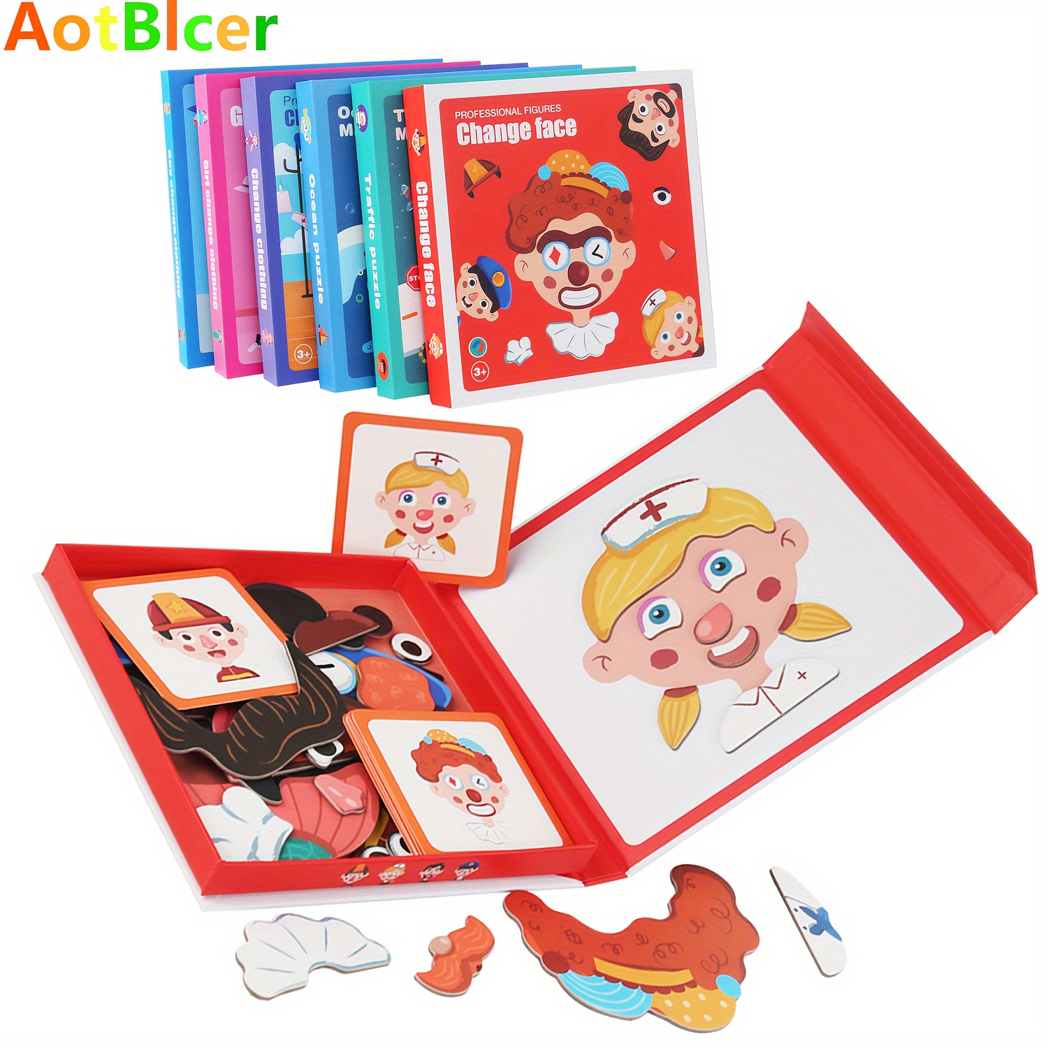 

Aotblcer Kids' Magnetic Puzzle Set - Ocean & Traffic Characters, Face-changing Fun, Early Learning Toy For Ages 3-6, Portable & Educational