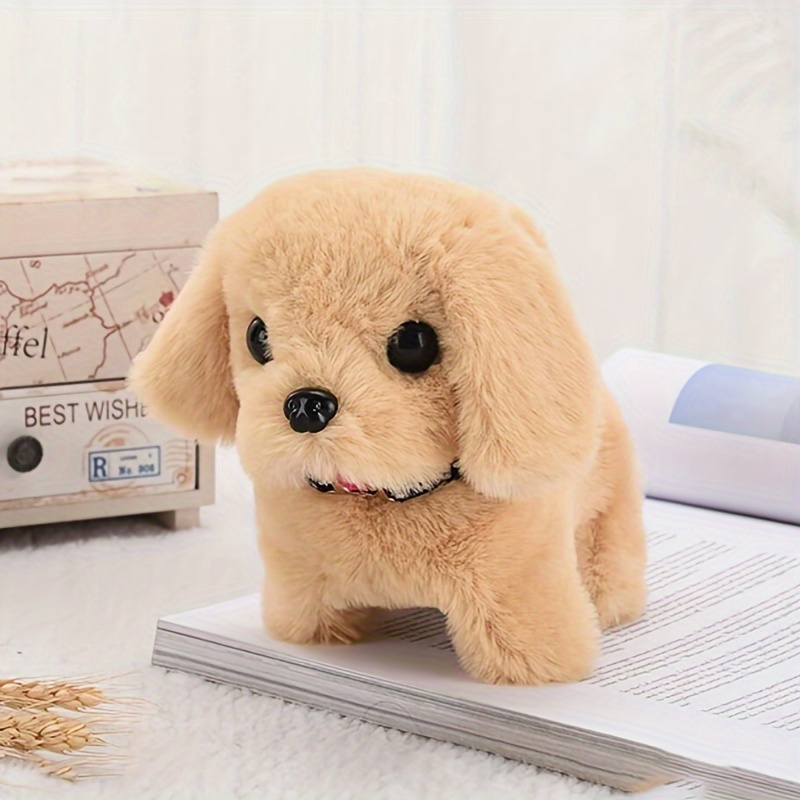 Plush Electric Puppy Simulation Pet Dog Can Walk Teddy Dog Golden Retriever  Bichon Frize Children Can Bark And Run And Wag Toy Dog Christmas, Hallowee