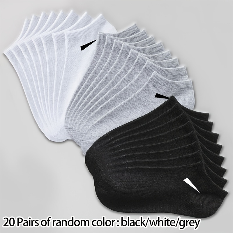 Image of Random 10/20 Pairs Of Men's Breathable Socks - Comfortable Fabric, Solid , Lightweight Knit, Suitable For Casual Wear, | Minimalist Socks | Durable Fabric, , Soft Fabric