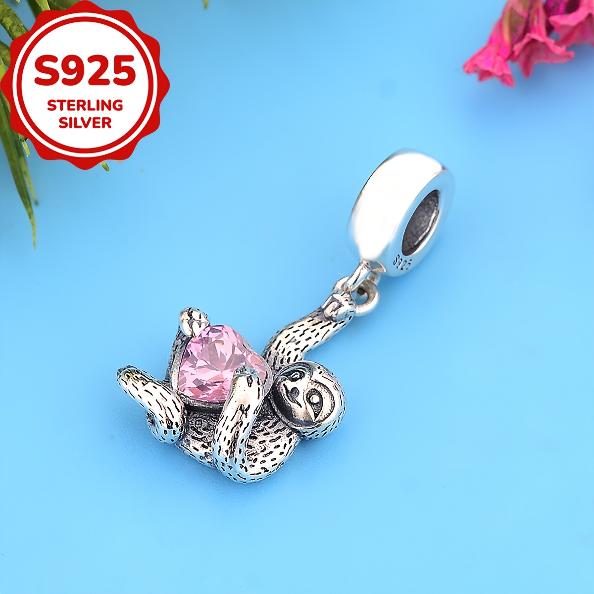 1pc 925 Sterling Silvery Pink Wrasse Dangle Charms Beads Fit Original Charms Bracelet Making