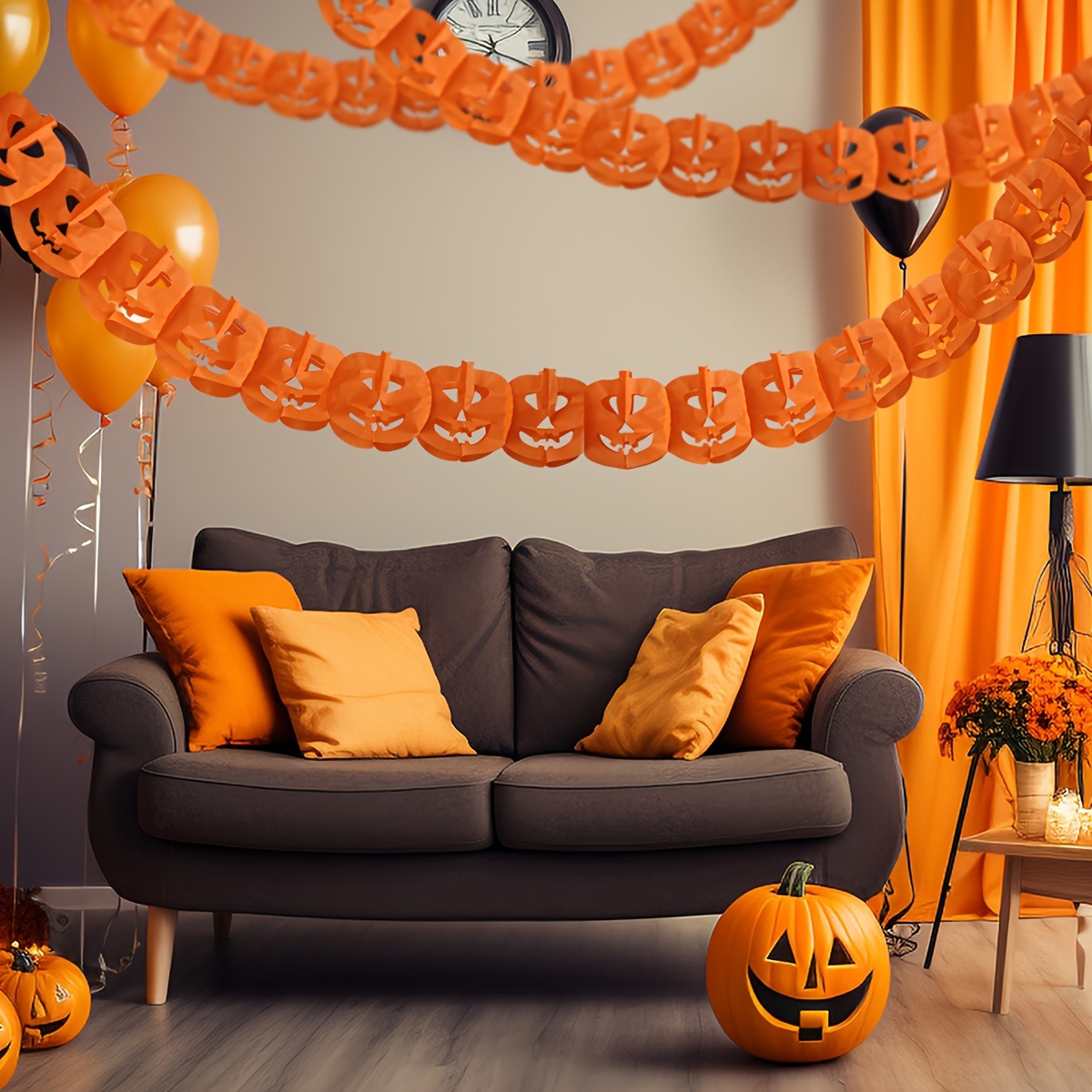 

1pc 3d Pumpkin Honeycomb Paper Garland - Aisle Decor & Festive Atmosphere Enhancement