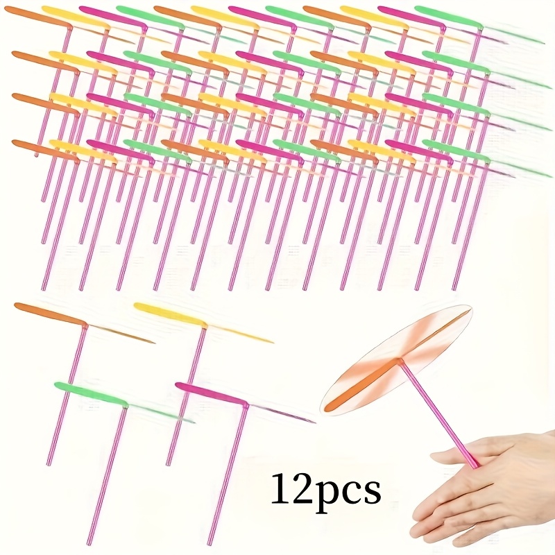 Image of 12/24/48pcs Mixed Classic Toy Hand-rubbed Flying Plastic Bamboo Dragonfly, Easy To Assemble, Colored, Party Favors, Portable, Educational - Great For Parties And Outdoor Play