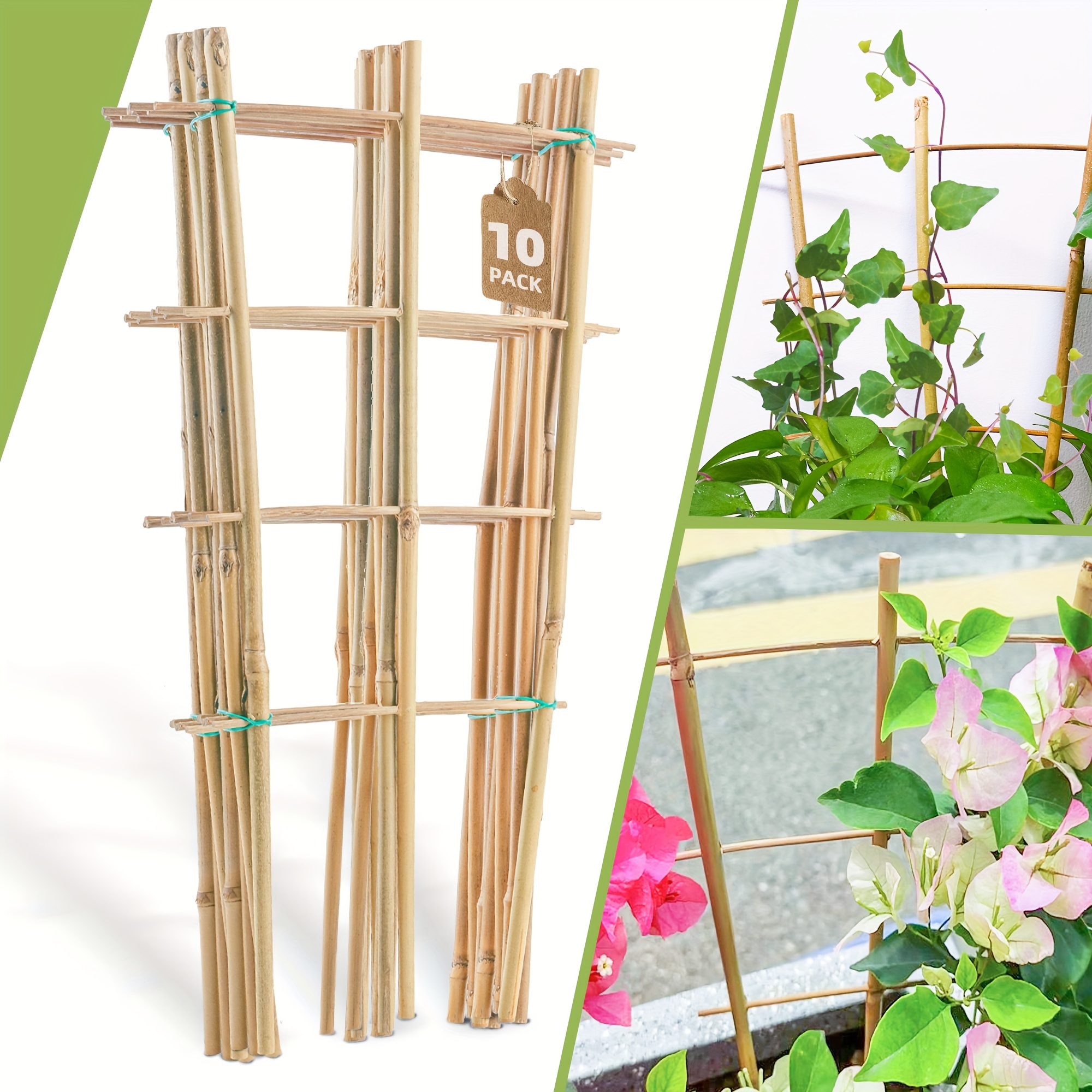 

10 Pack Bamboo Trellis For Climbing Plants, 16 Inch Fan-shaped Plant Support Bracket, Suitable For Potted Plant Decoration