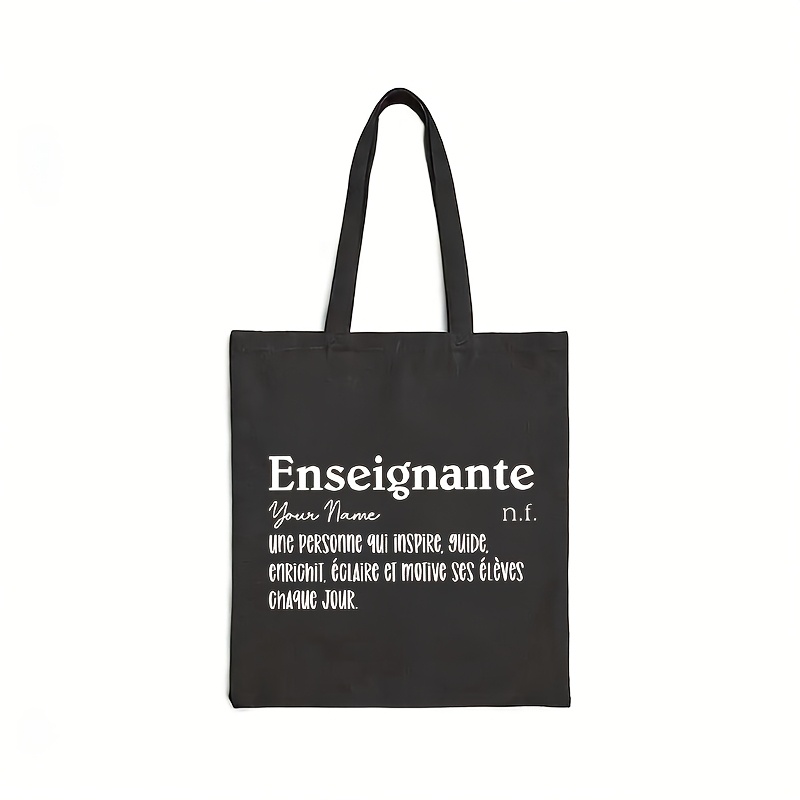 TEMU 1 Sac fourre-/ personnalisé avec impression "Enseignante" définition de professeur de français, style français - Sac à main d'épaule unique