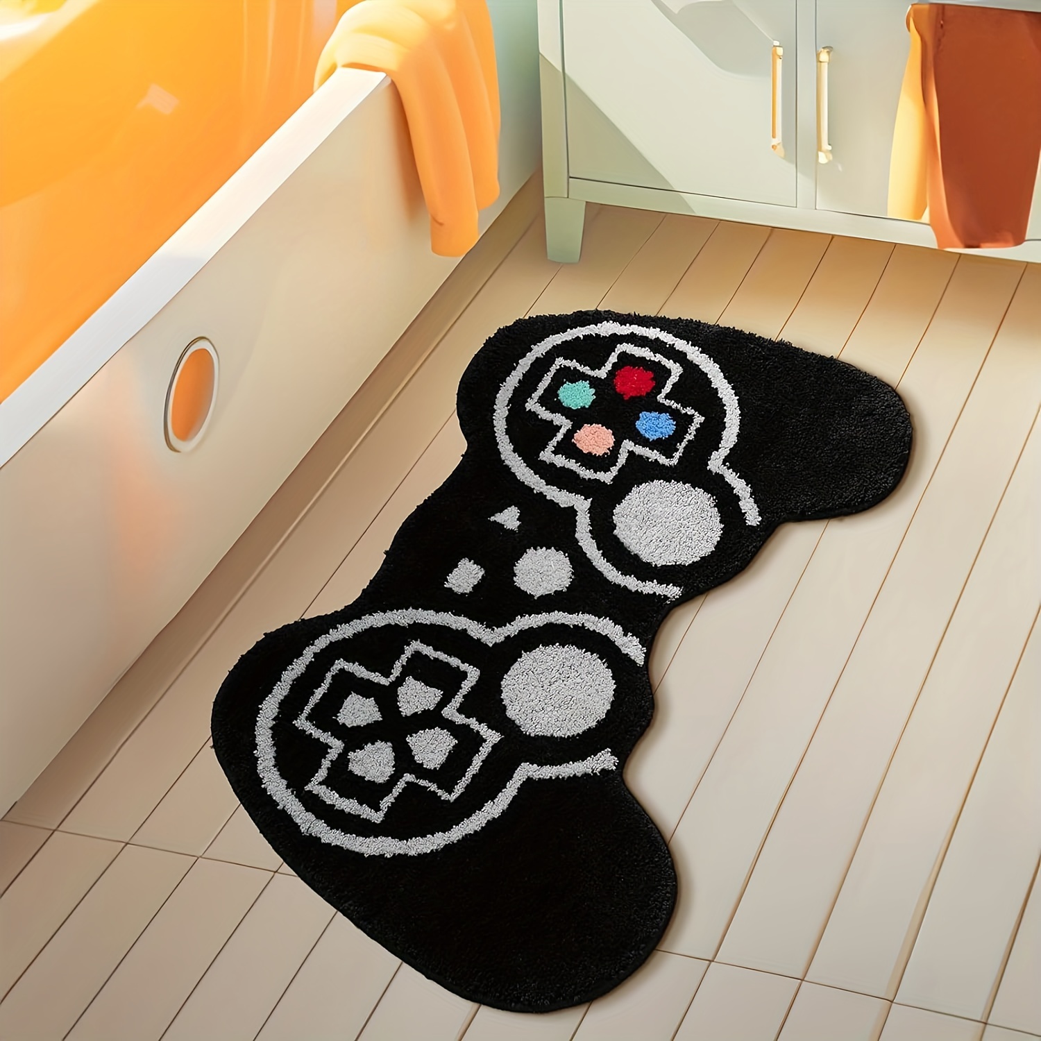 TEMU Mat Cute Black Gamepad Bathroom Rugs Small Bath Rug, Non Slip Washable Soft Absorbent Funky Bathroom Decor Preppy Cool Rug Shower Rugs For Bathroom Floor Bedroom