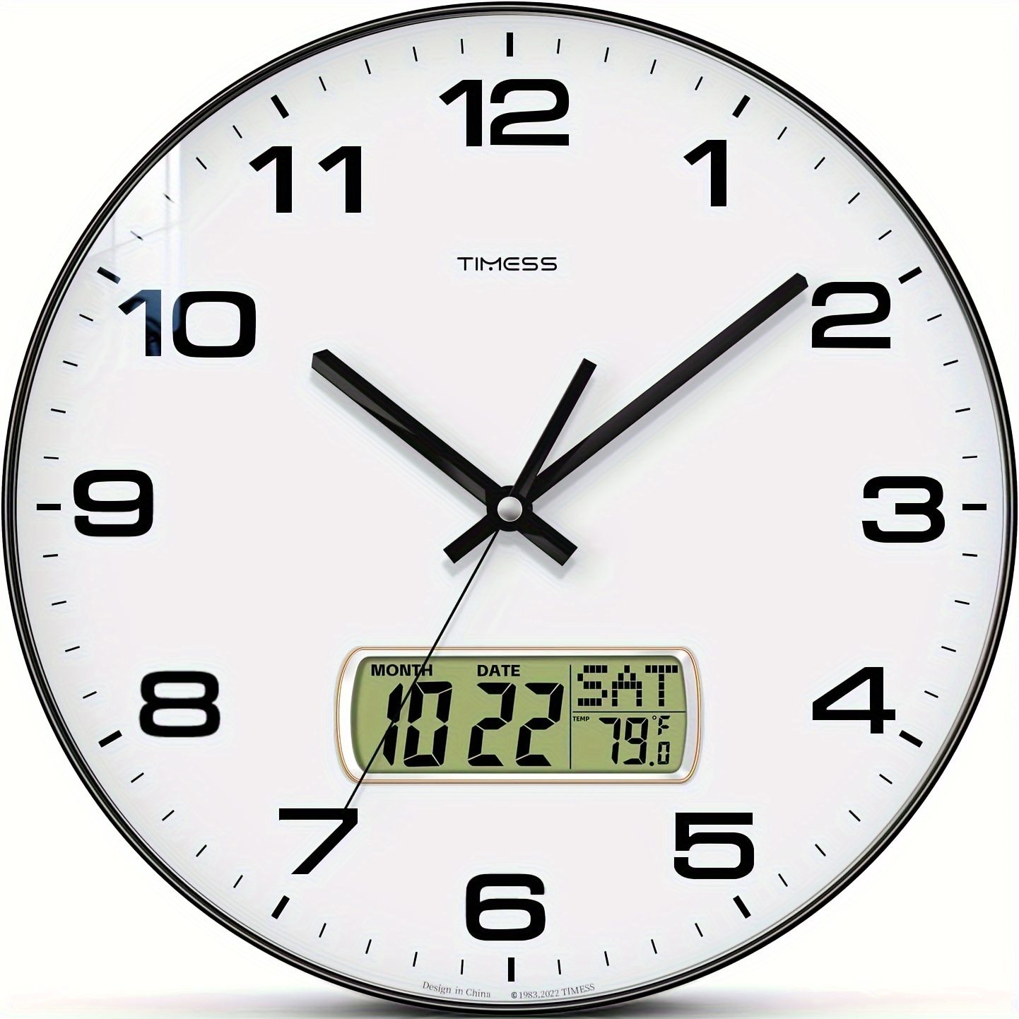 

Timess Calendar Display Analog Wall Clock, 10/12/14 Inch 4-color Large Dial Silent, Can Display Perpetual Calendar And Fahrenheit Temperature, Bedroom, Office, School Decoration
