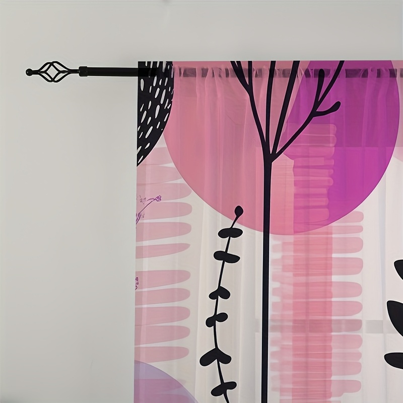 TEMU 2pcs Of Chiffon Sheer Curtains - Semi-transparent Opaque , Room And Bedroom Decor With Rod Pocket, Made Of Polyester Gauze, Nature- Decoration