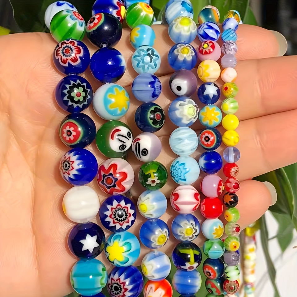 4 6 8 10mm   lampwork beads multicolor round glass beads for jewelry making diy bracelet necklace crafts accessories