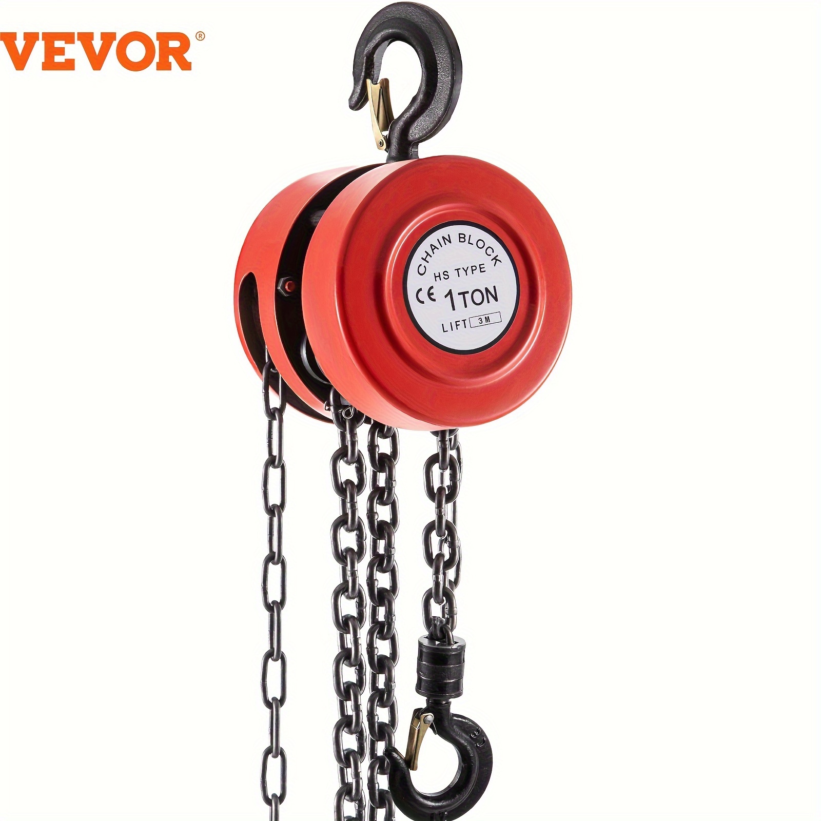 

Vevor , 2200 Lbs/1 Ton , 10ft/3m Manual , Manual - Steel For In & , Red