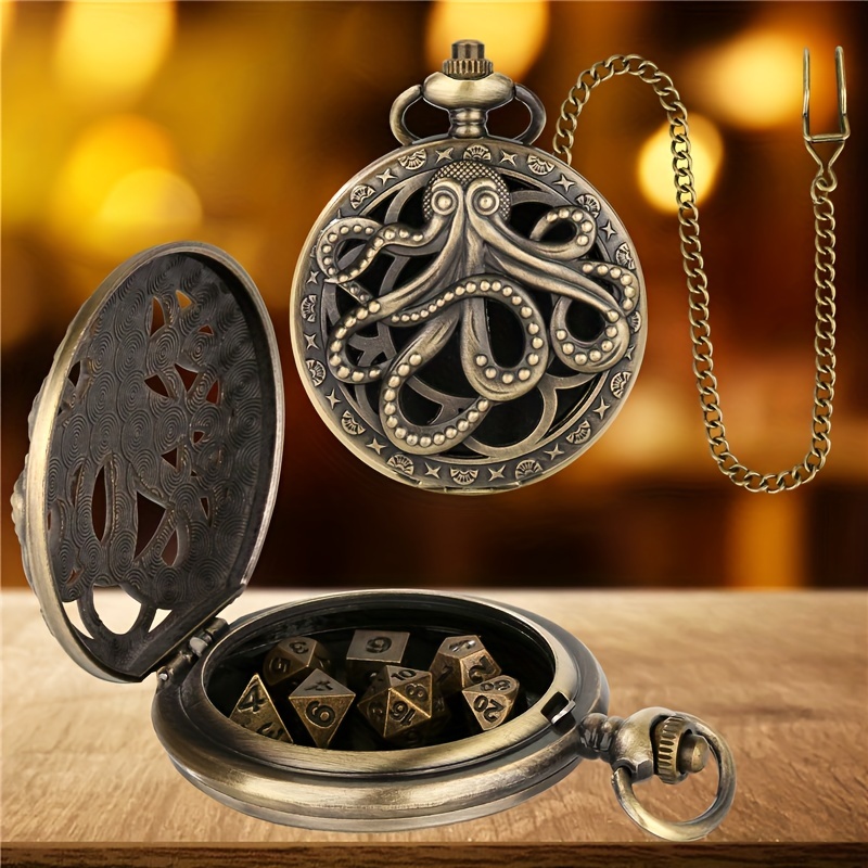 

1pc Pocket Watch 7pcs Metal Polyhedral Dice Set, For -playing & 's