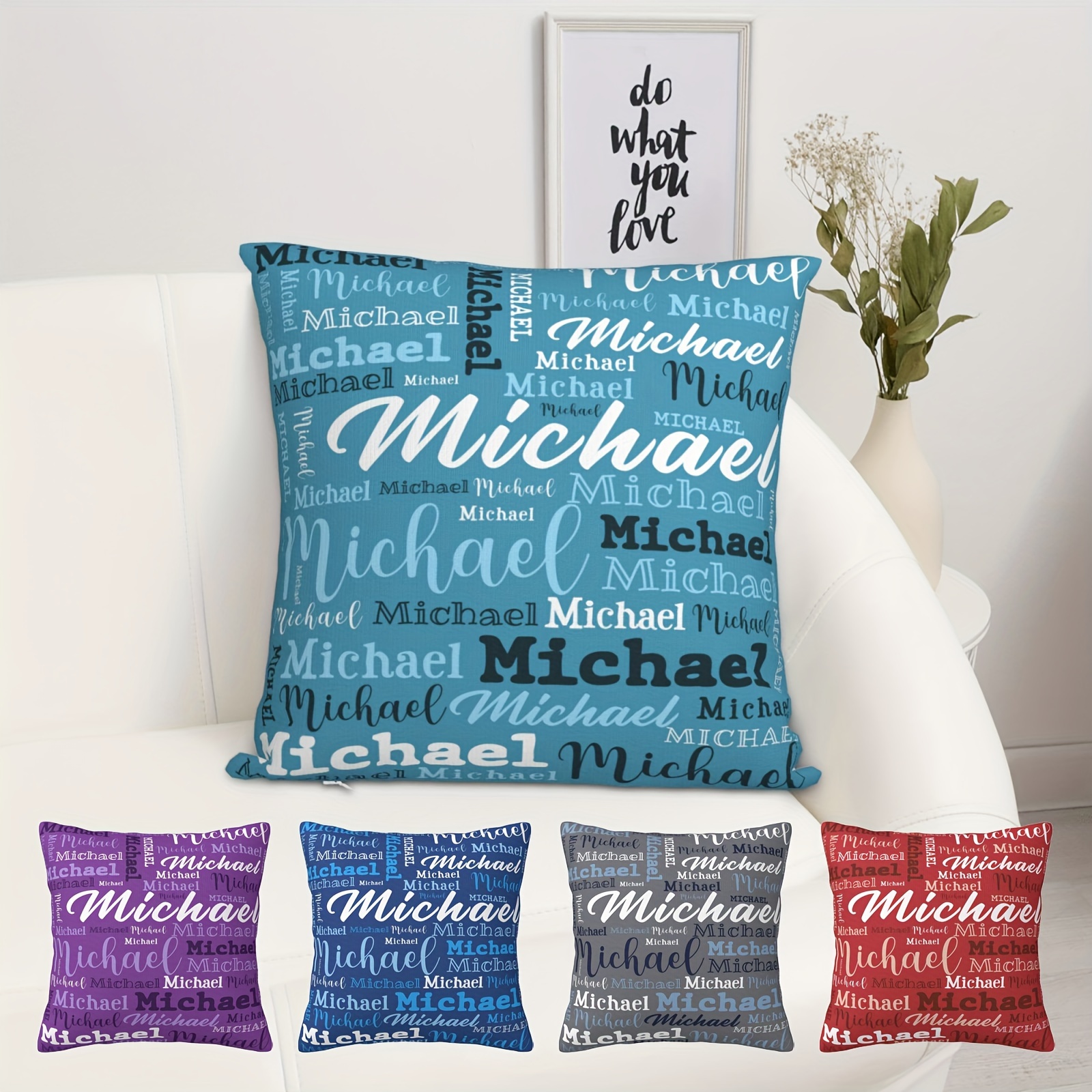 

Personalized 18"x18" Name Pillow Cover - Custom For Sofa & Bed, Perfect Gift For Mom On Christmas, Birthday, Housewarming - Machine Washable Polyester With Zip Closure