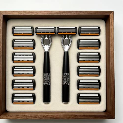 luxury mens manual safety razor 1 handle with 12 lasts one year featuring 6 layer stainless steel and an ergonomic non slip handle gradual shaving design for smooth and free shaving durable and hygienic
