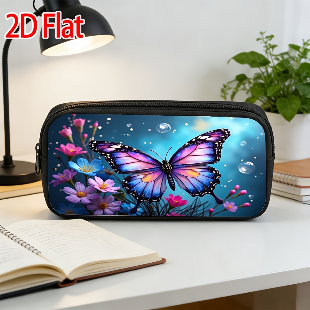 TEMU 2d Flat, 1pc, Flower Sea, Themed Pencil Case, Multifunctional, Minimalist Fashion, Christmas, Suitable For, Desktop Storage, Small Item Storage,