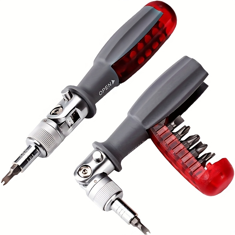 TEMU 1pc Multi-angle Screwdriver, Multi-functional Tool, Industrial Manual Tool, Which Contains Of Flat, , And Hexagonal Tools, 18° Multi-angle