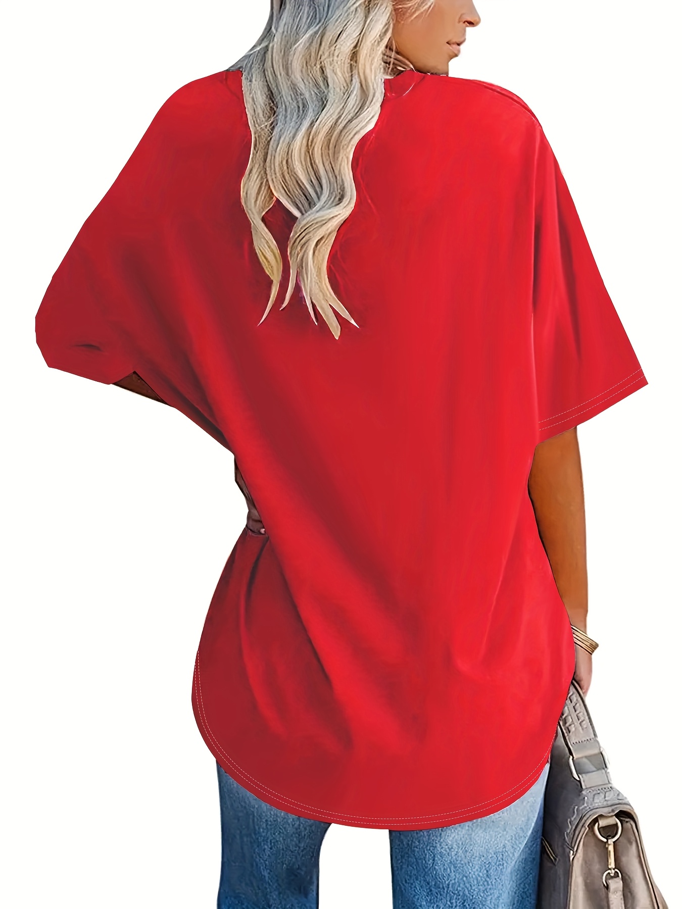Plus Size, Cross-border European and American Women's Spring/Summer New Loose Fit Half-Sleeve Waist-Tied Top