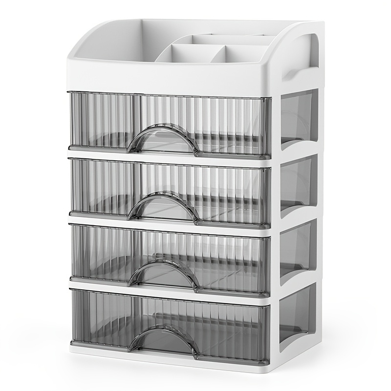 TEMU 3-layer Makeup Organizer For Vanity, Large Capacity Countertop Organizer With Drawers For Skin Care Brushes Eyeshadow Lotions Lipstick Nail Polish Bathroom Bedroom Desk Cosmetic Display Cases