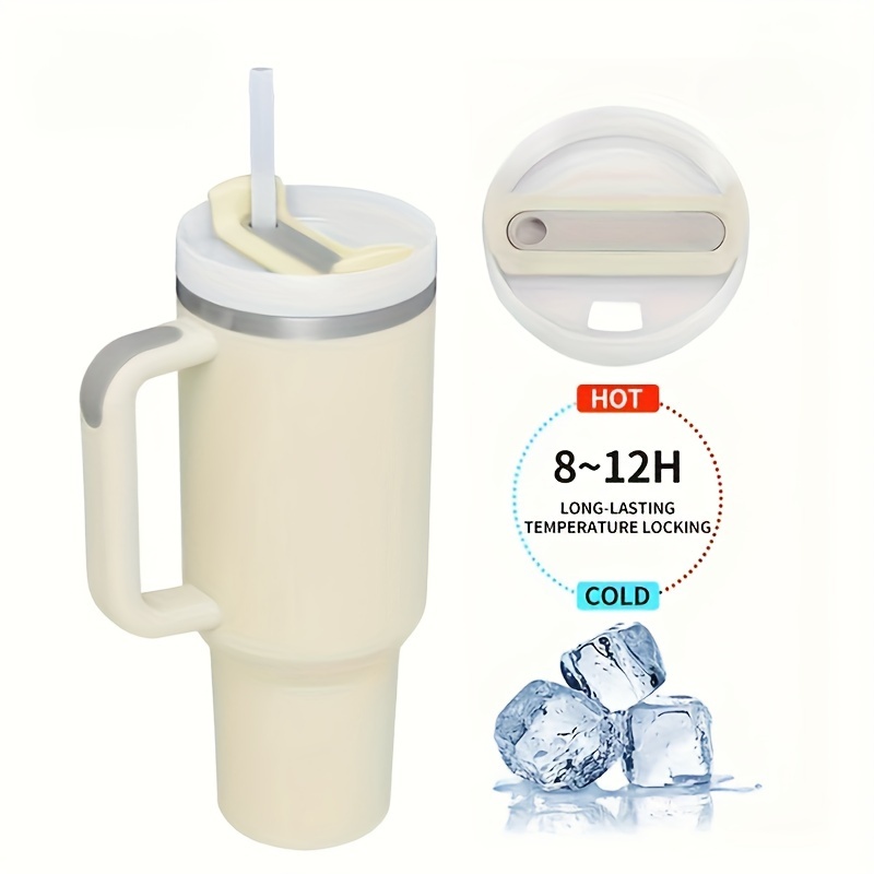 1pc, 뚜껑과 손잡이가 있는 40oz 여행용 컵, 실리콘 뚜껑 커버와 함께, 차, 집, 사무실용 휴대용 음료 용기 - 차가운 음료와 뜨거운 음료에 이상적, 여름 음료 액세서리, 생일 선물