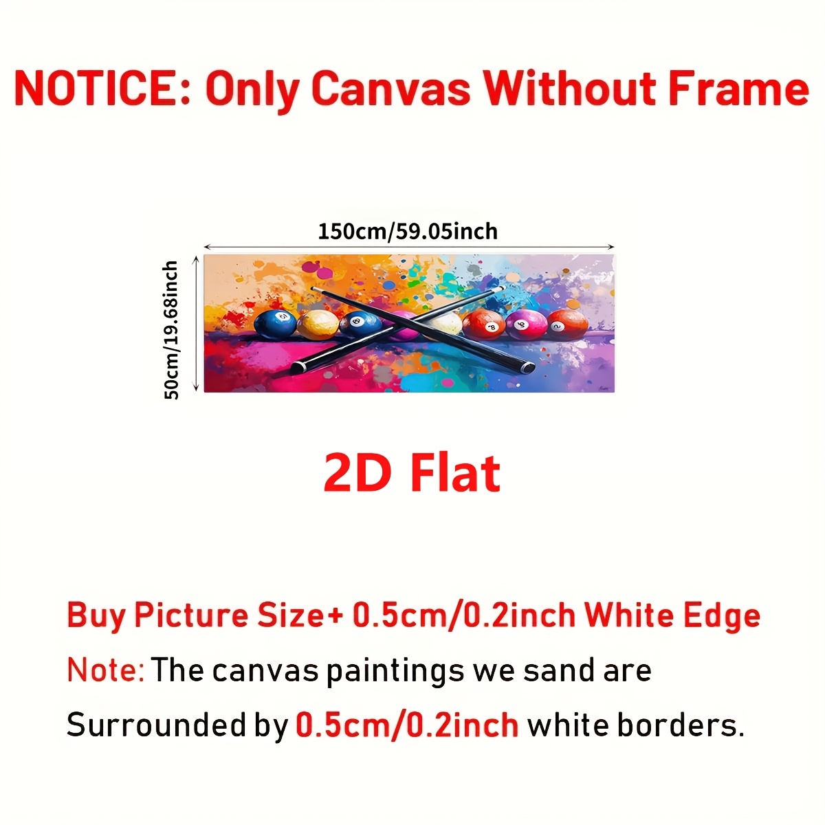TEMU 2d Flat, 1pc Large Modern Abstract Billiard Wall Art - Horizontal Frameless Canvas Print Suitable For Living Room &, Horizontal Pool Table