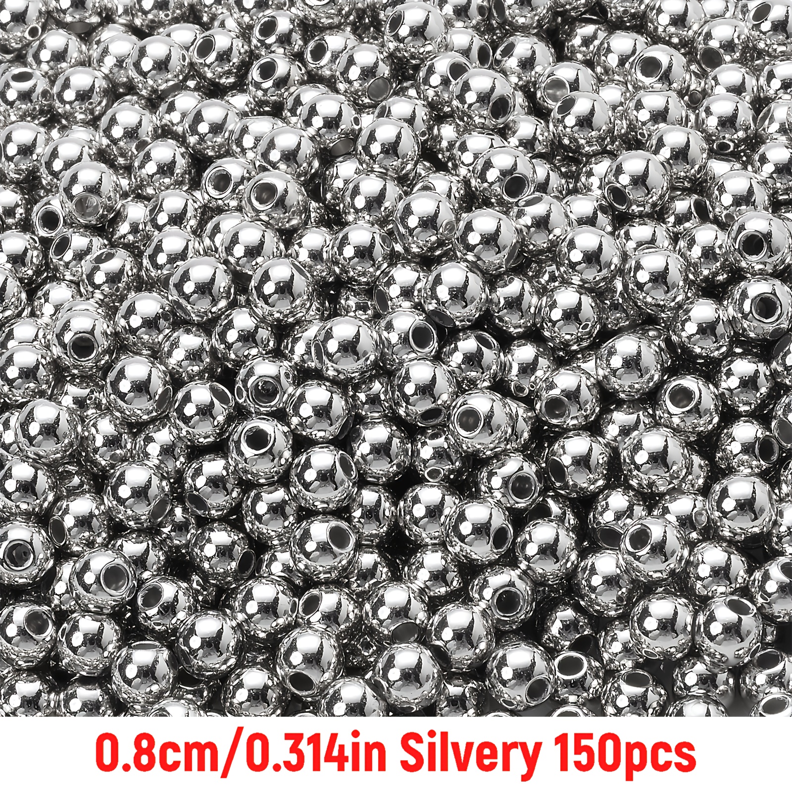 TEMU 150pcs 8mm Electroplated Golden, Silvery, And Random Mixed Color Acrylic Round Beads Necklace Additions Handmade Materials