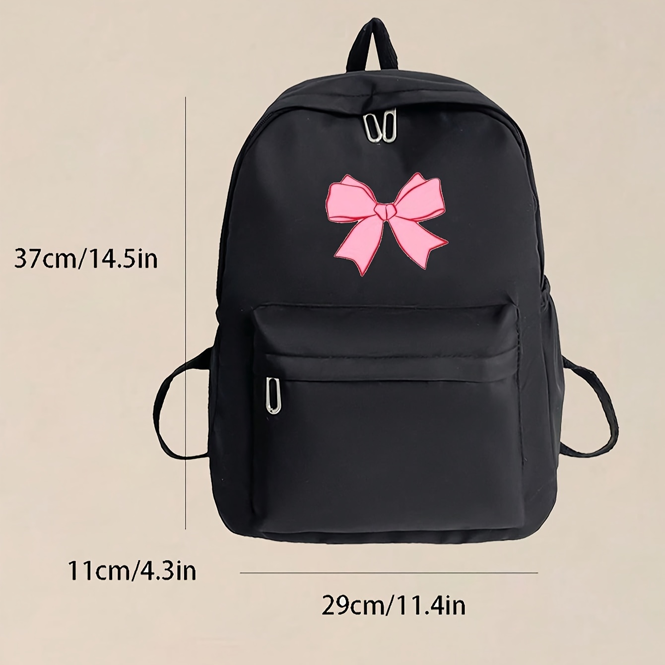 simple bow print womens backpack - Temu display picture 2