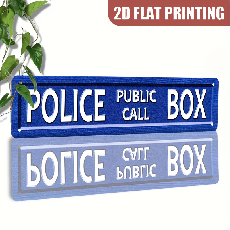 TEMU 1pc, Vintage Metal Police Box Metal Decorative Sign And Ornament, Suitable For Home, Porch, Terrace, Backyard, Garage, Café, Office, A For