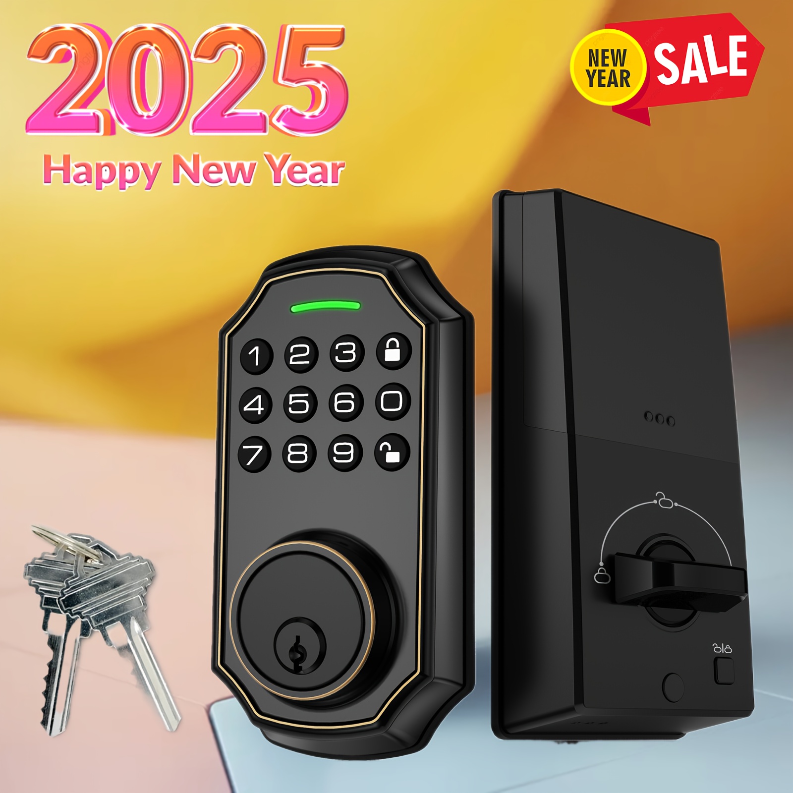 

Entry Door Lock - Smart Deadbolt Lock For Front Door - , One-, 2 Mechanical Keys - Keypad - Voice - & Disable - And Programming - Oil Rubbed Bronze