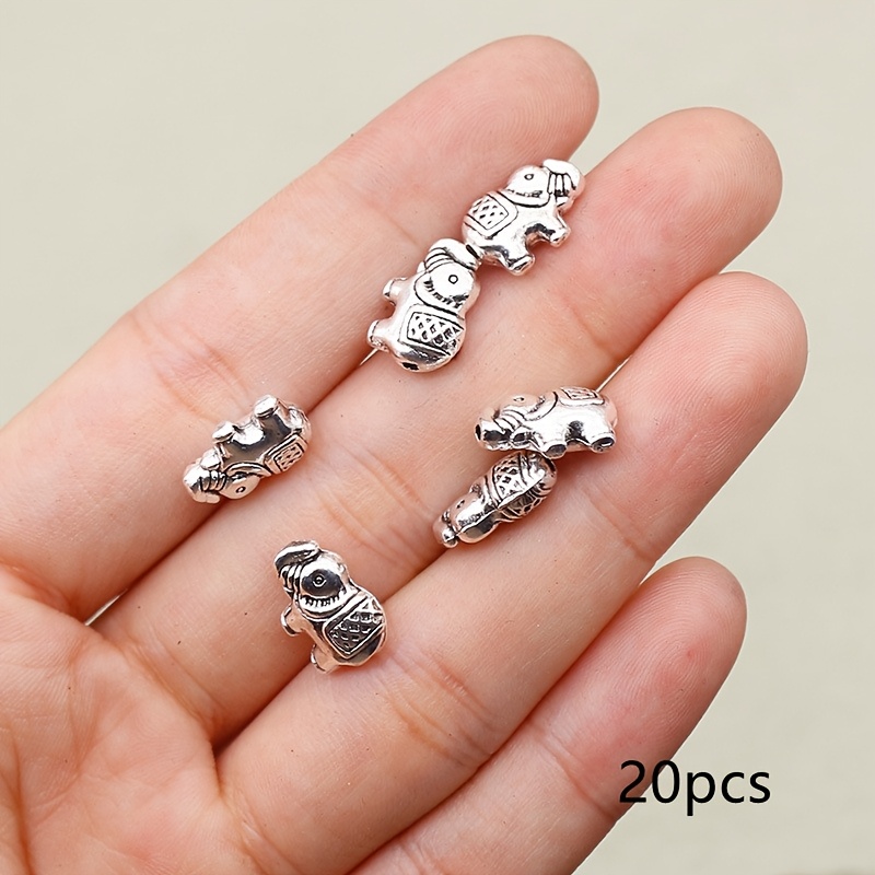 E-shop 20 Stück Vintage Silberfarbene Kleine Elefant Charme Kleine Loch Perlen Perlenketten Lose Perlen Abstand Perlen Dekorative Perlen Bastel