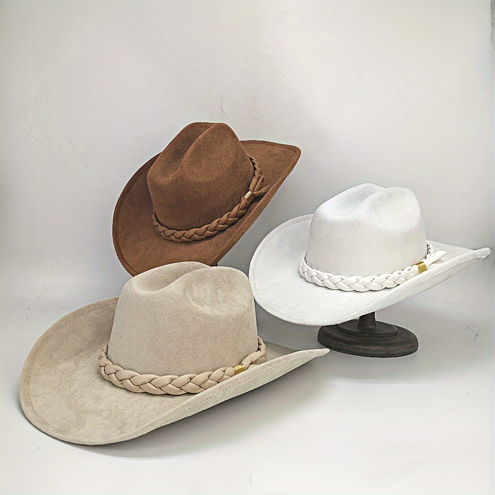 1 handmade pu three strand twisted braid outdoor cowboy hat  display picture 3