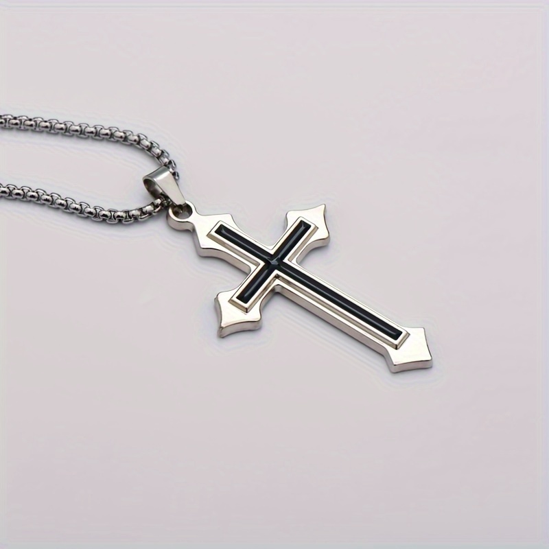 fashion cross pendant necklace for men details 0