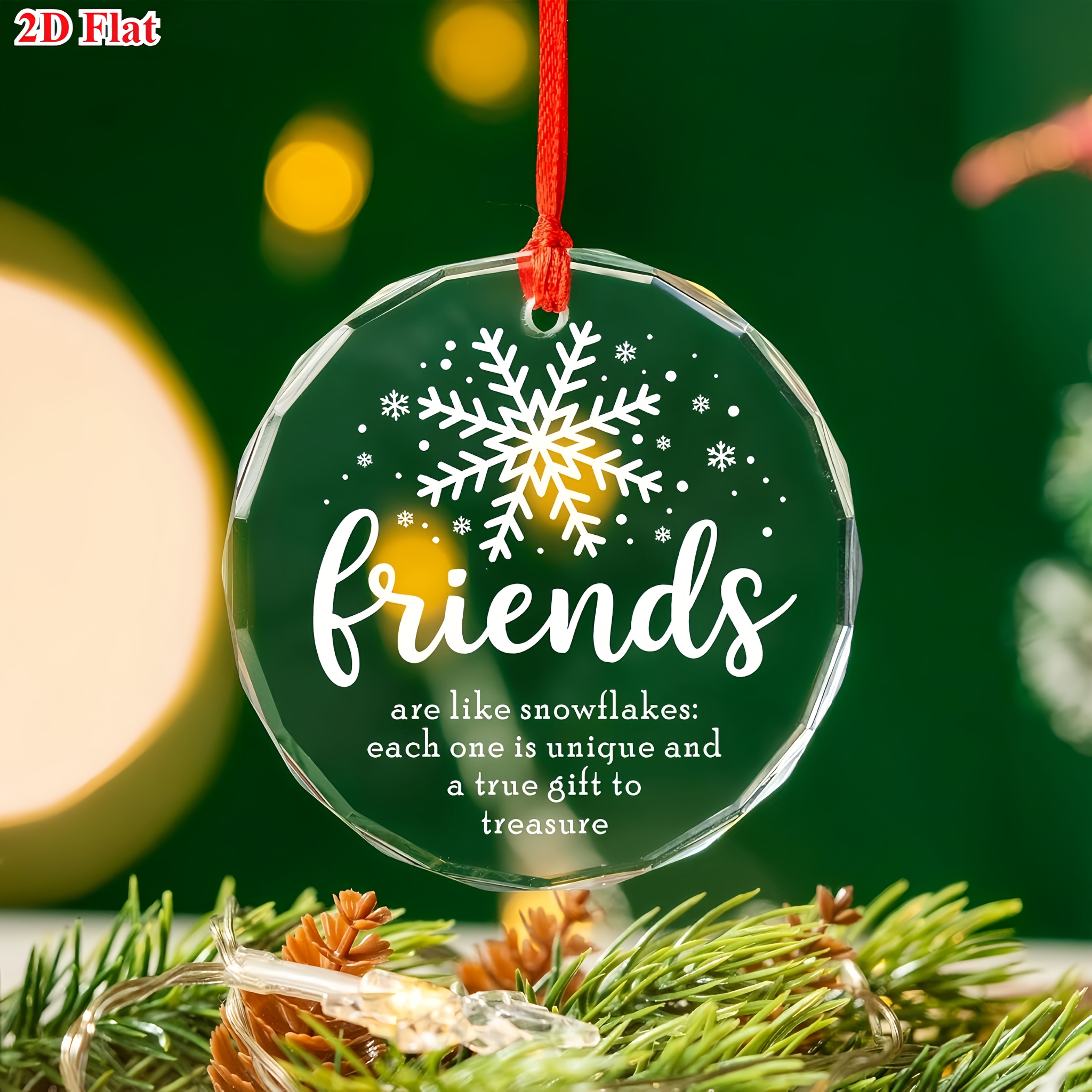 TEMU 2d Flat, 1pc 2d Flat Acrylic, Best Friend Ornament For Women - 2025 Friend Gift - Female Friendship Gift, Bestie, , Friend Group Christmas Tree