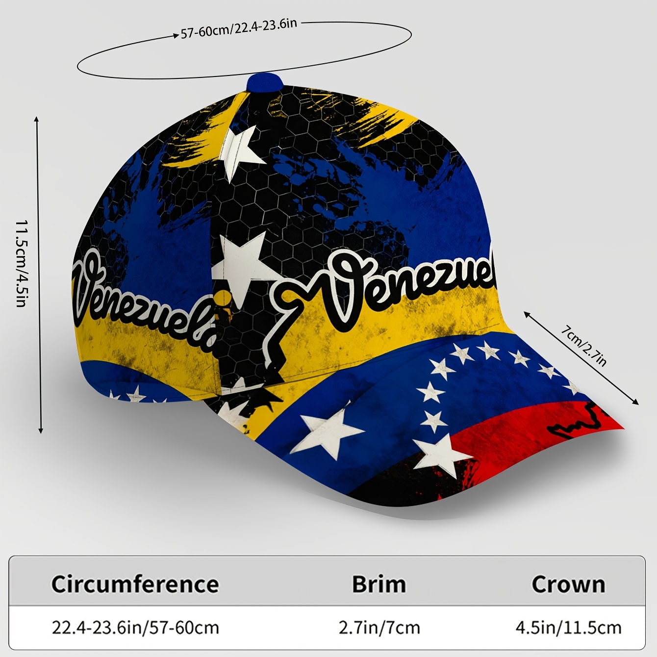 TEMU Gorra de béisbol con diseño de venezolana estilo vintage - Gorra de béisbol ajustable con visera retráctil, ideal para actividades al aire libre