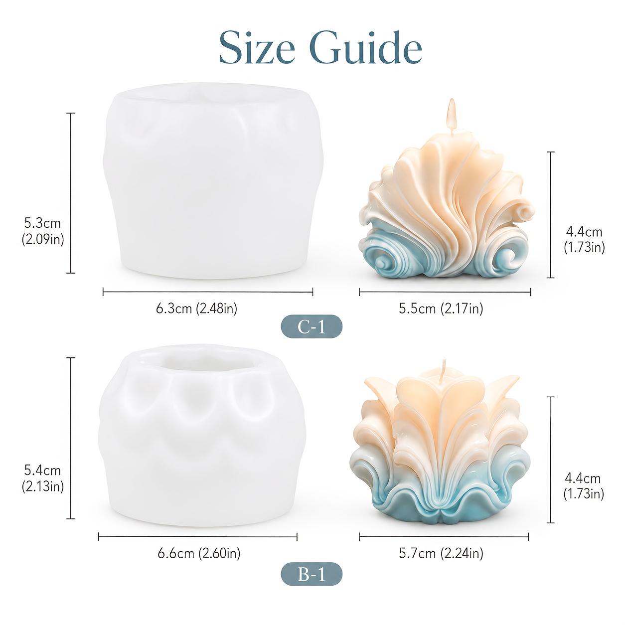 TEMU Candle Mold, Silicone Candle Mold Set With 2 Wavy Shell Designs. Compatible With Wax, Resin Casting, Gypsum Cement And Concrete Pouring.