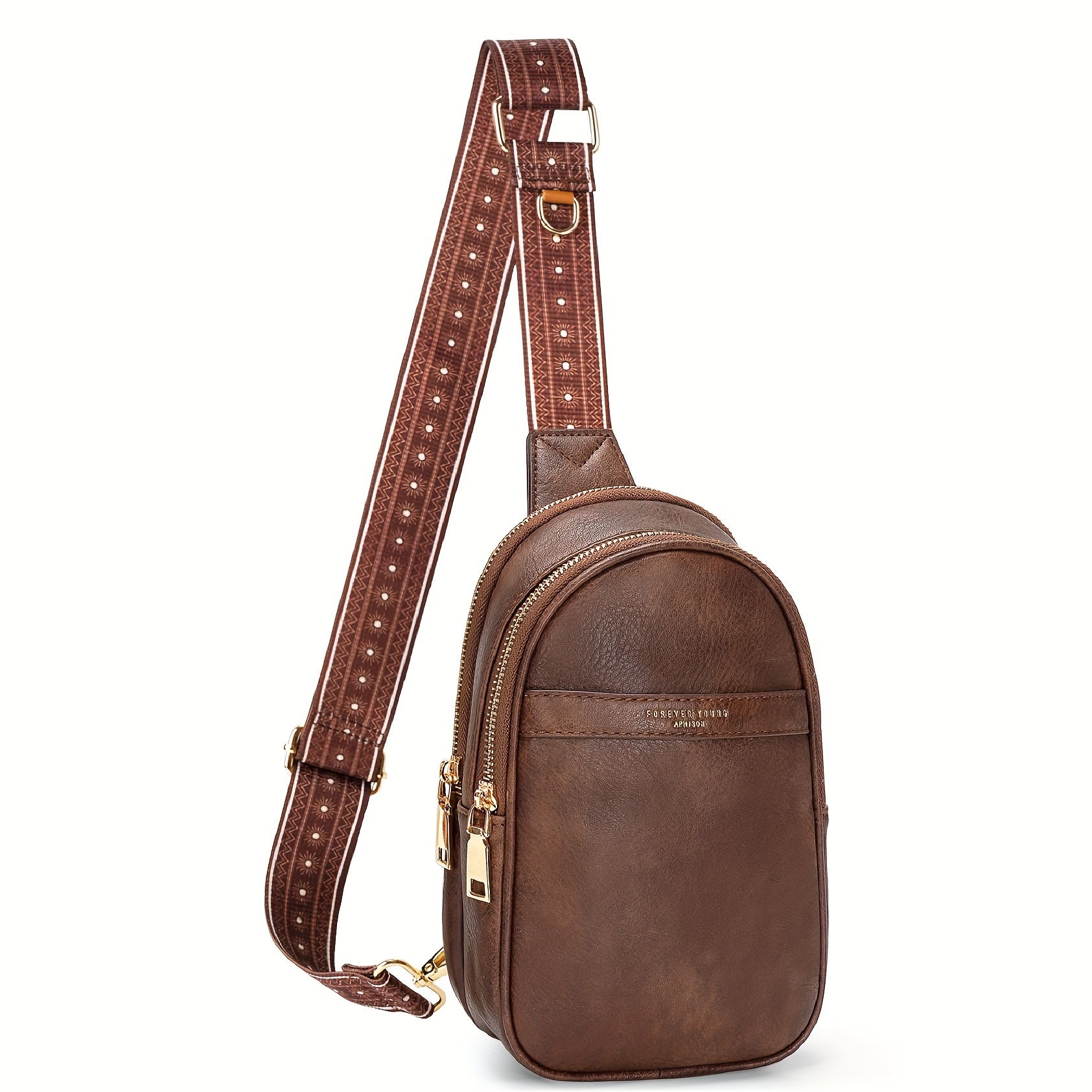 TEMU Small Sling Bag For Women, Vegan Leather Crossbody Bag Stylish Chest Bag With Adjustable Strap, Suitable For Hiking And Traveling, Cell Phone And Essentials