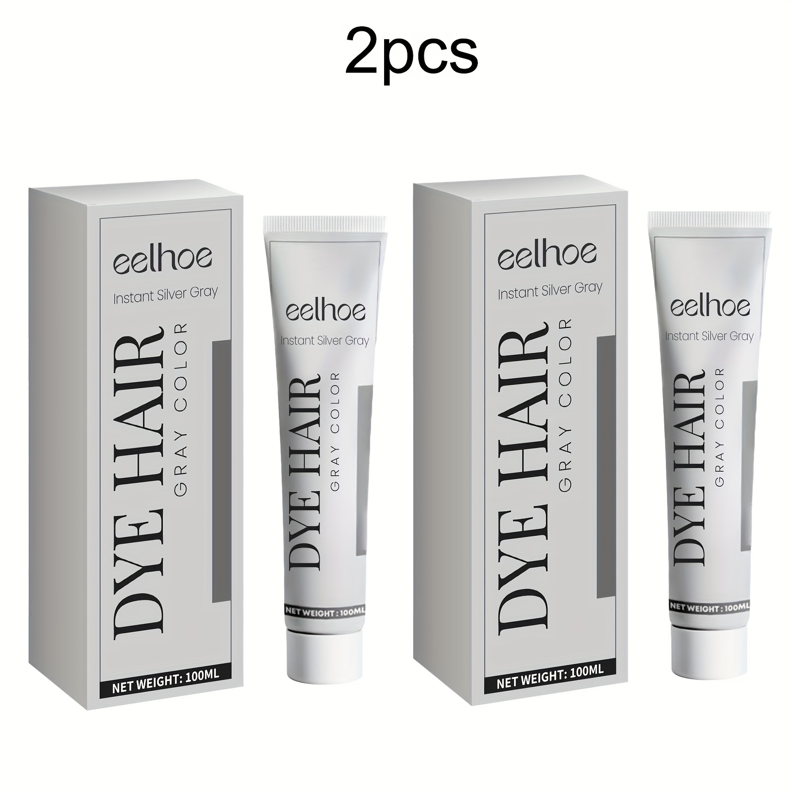 TEMU Silvery Gray Hair Color Cream, Permanent Hair Color, Natural Hair Color, Easy To Renew, Suitable For All Hair Colors And Hair Types