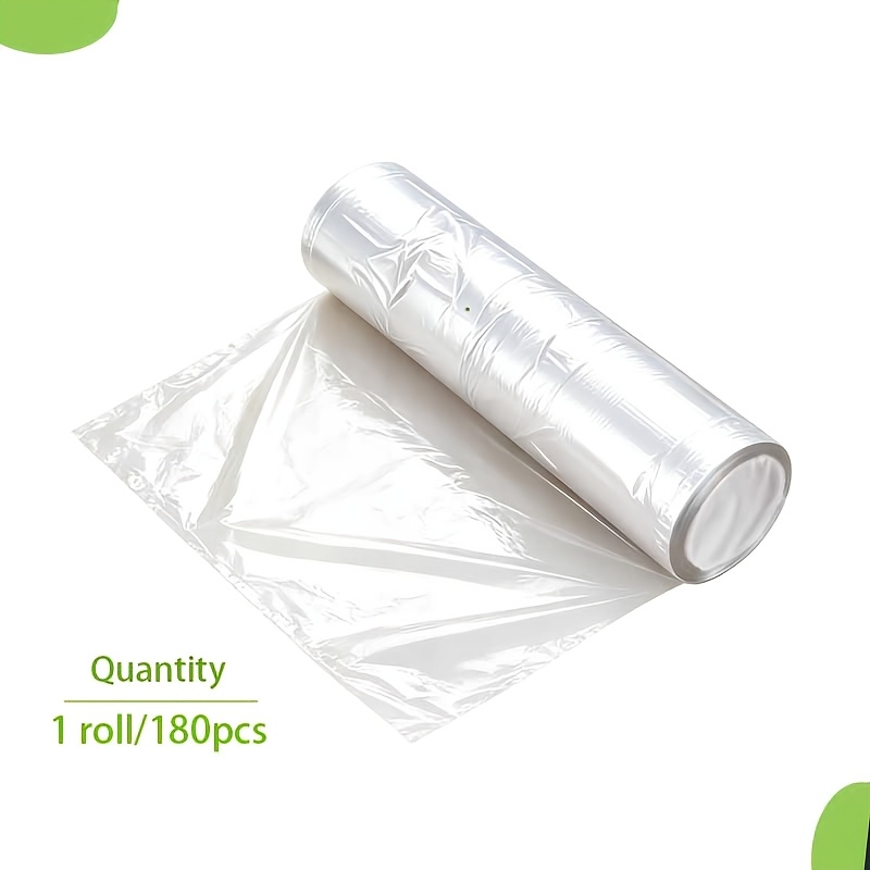 TEMU 1 Roll Of 180pcs Food-grade Transparent Storage Bags, Disposable Roll Storage Bags, Plastic Bags For Refrigerator Food Storage, For Storing