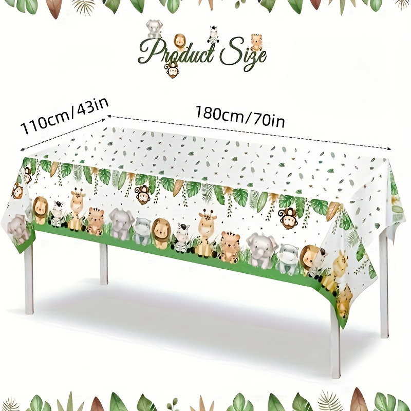 

Jungle Safari Animal Print Tablecloth - Green, Perfect For Baby Showers & Birthday Parties | Durable Plastic, Ideal Gift For Boys & Kids | Great For Christmas, Halloween, Thanksgiving, Easter