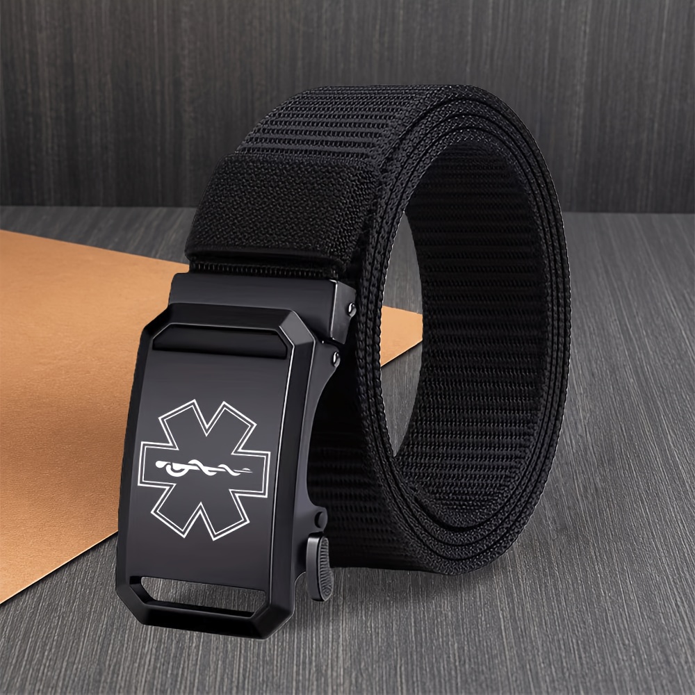 TEMU 1pc Star Of Life ' Buckle Business Belt, Casual Trendy All-match Style Suitable For Jeans, Men's Belt, Ideal Gift