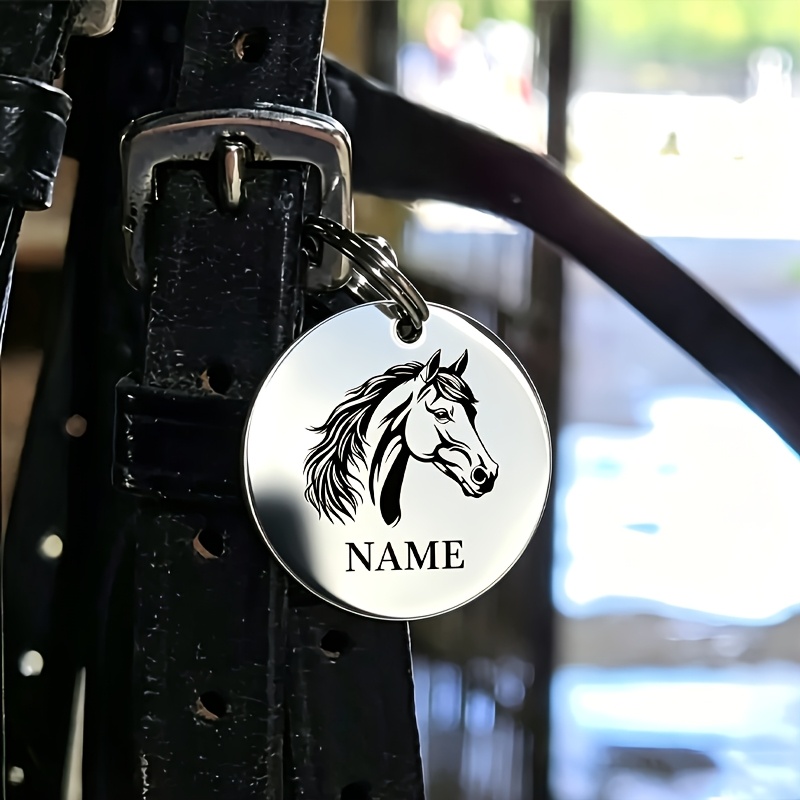 Image of 1pc Stainless Steel Laser-engraved Nameplate | Personalized Custom /halter Name Tag | Laser-carved Equestrian Gear Accessory | Equestrian Gift - Pet Memorial Gift