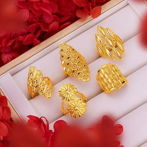 copper plating 24k gold plated golden plated ring feather dot design womens ring size adjustable hypoallergenic engasynthetic gemstoneent wedding promise ring wedding for guest men jewelry suit daily