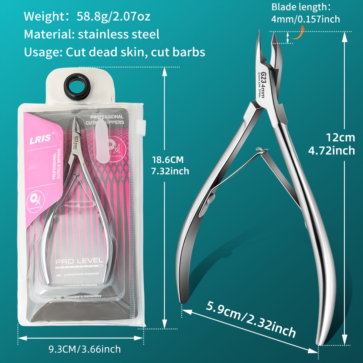 Image of 1pc Silvery Stainless Steel Cuticle , Nail And Toenail Cuticle Remover Tool, Dead Skin Trimmer Manicure Tool, Nail Edge Trimmer, Ingrown Toenail Clipper, Ideal For Nail Salons And Home Use