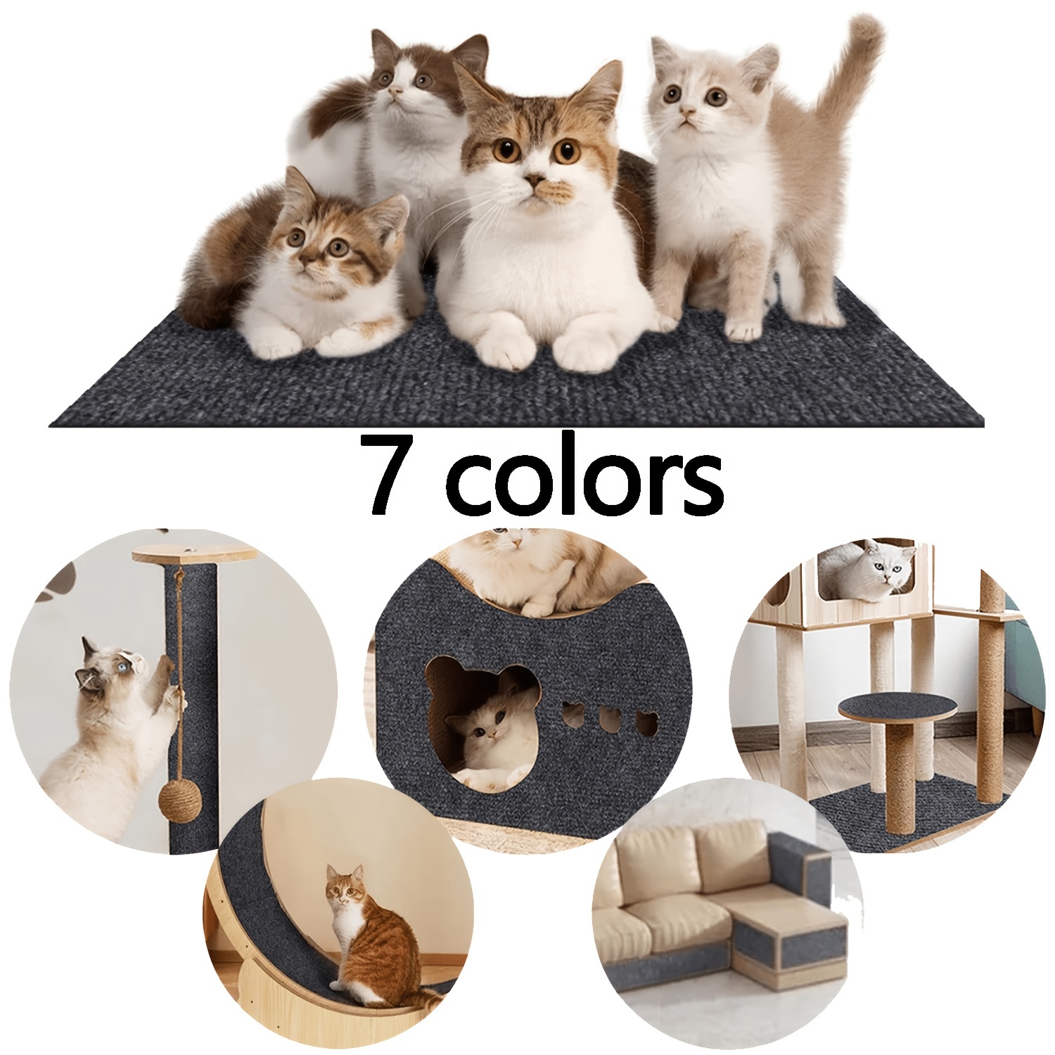 

78.7"x15.8" Self-adhesive Carpet Mat Pad, Trimmable Polyester Fiber, Cat Tree Shelf , Cat Wall Furniture Steps, Scratching Post Scratcher, Couch Protector For Cats