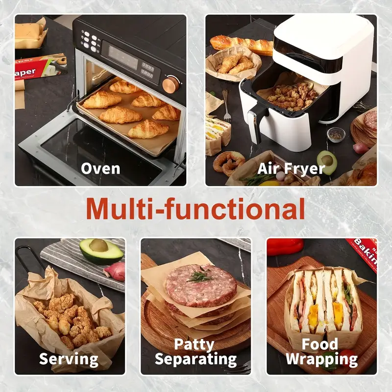 1 roll unbleached parchment paper non stick serrated cutter for baking cooking air fryer silicone oil resistant ideal for chicken fish vegetables more serrated nonstick paper Product details 9