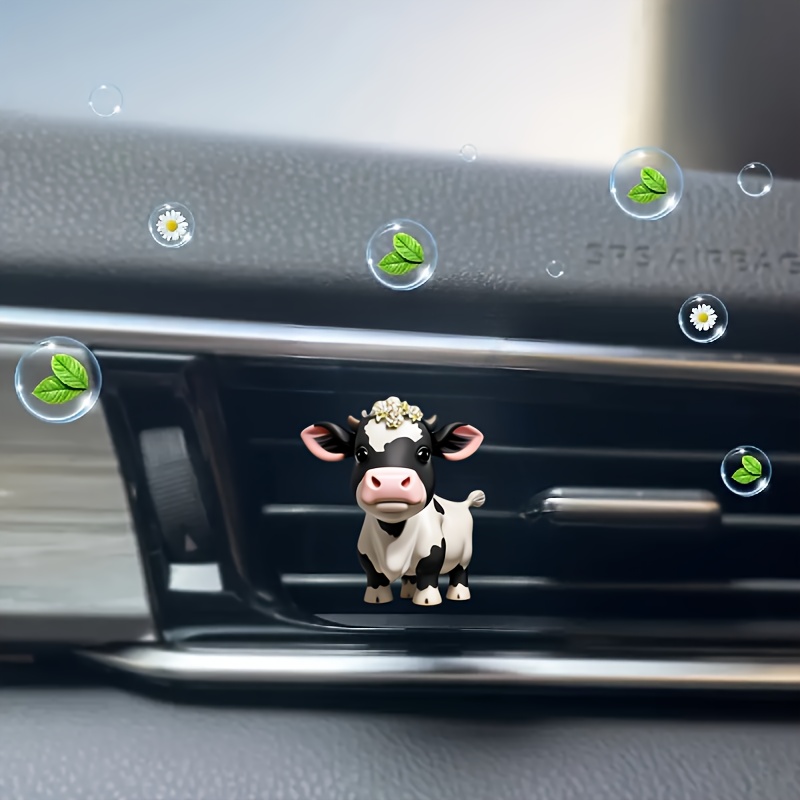 

Cute Cow Car Air Freshener Vent Clip - 1pc Novelty Animal Air Freshening Accessory With Replaceable Scent Tablet For Vehicles