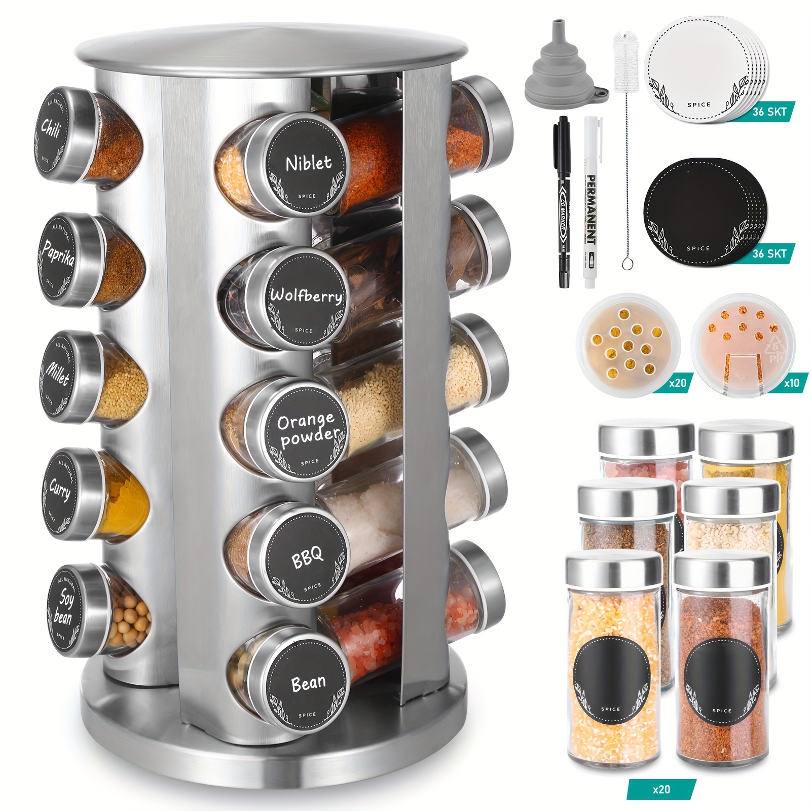 

1 Set, Miorkly 20- , 360° Rotating Organizer, For Kitchen , Cabinets, And Shelves