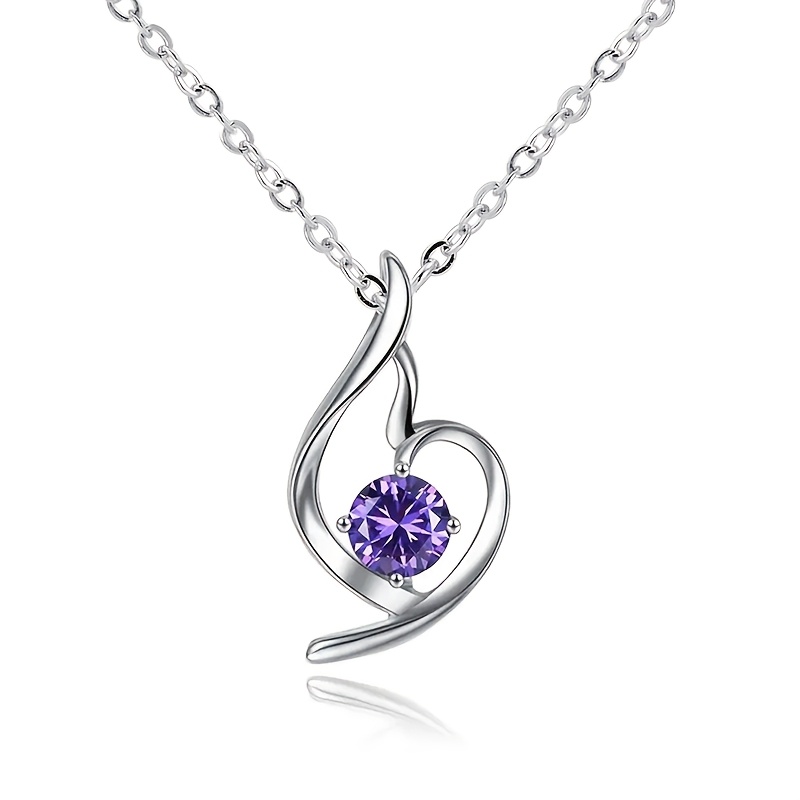 E-shop 1 Stück Damen Mode Anhänger Halskette, Einfacher Unregelmäßiger Herz-Anhänger mit Synthetischem Zirkonia, Elegante Alltagskette oder Date-Kette,