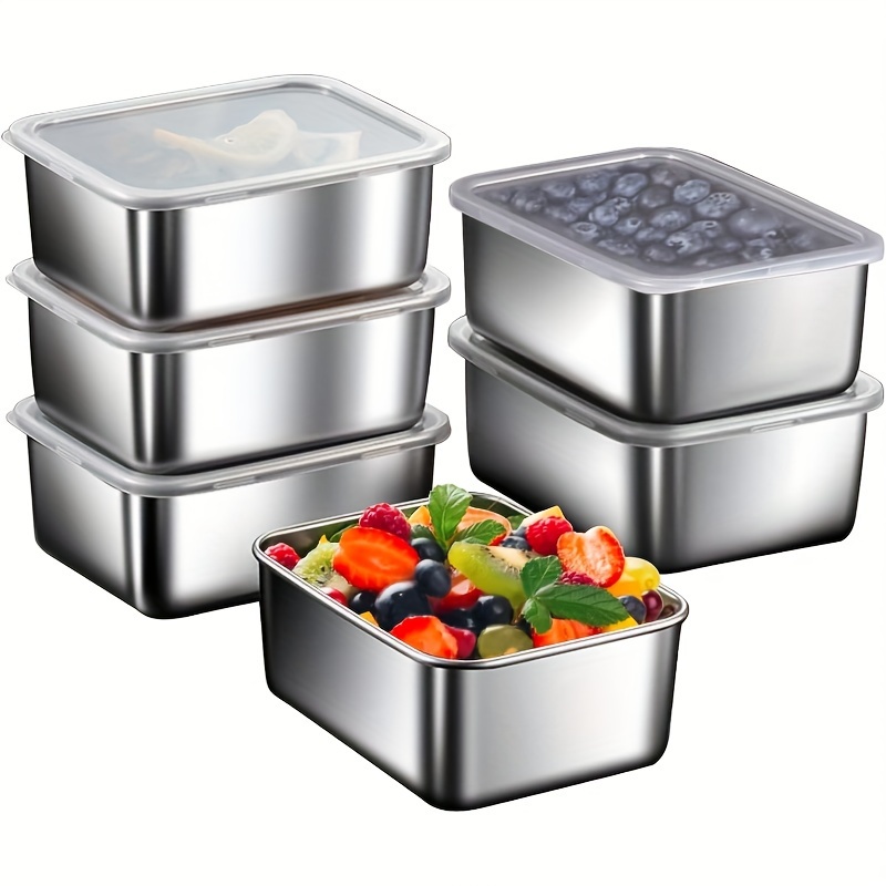 4 stainless   keeping boxes refrigerator food storage containers pickle meal preparation containers practical for home and outdoor picnics details 0