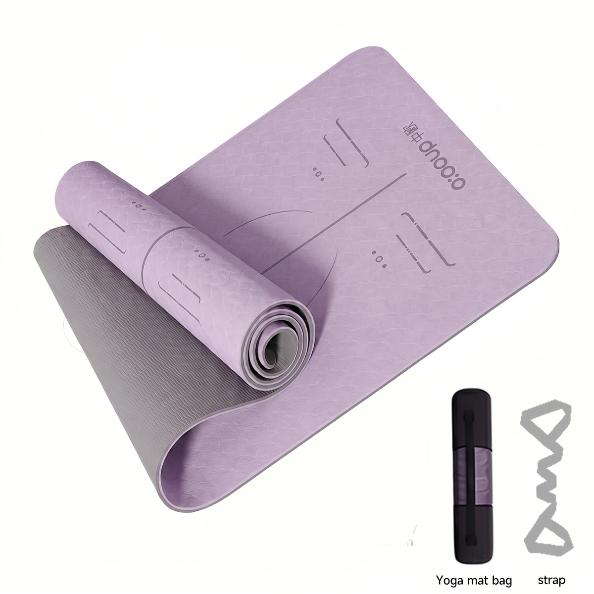 1pc TPE Asana Guide Line Yoga Mat Meditation Mat 3pcs Set, Dual-Color Non-Slip Widened and Enlarged Fitness Mat for Men 