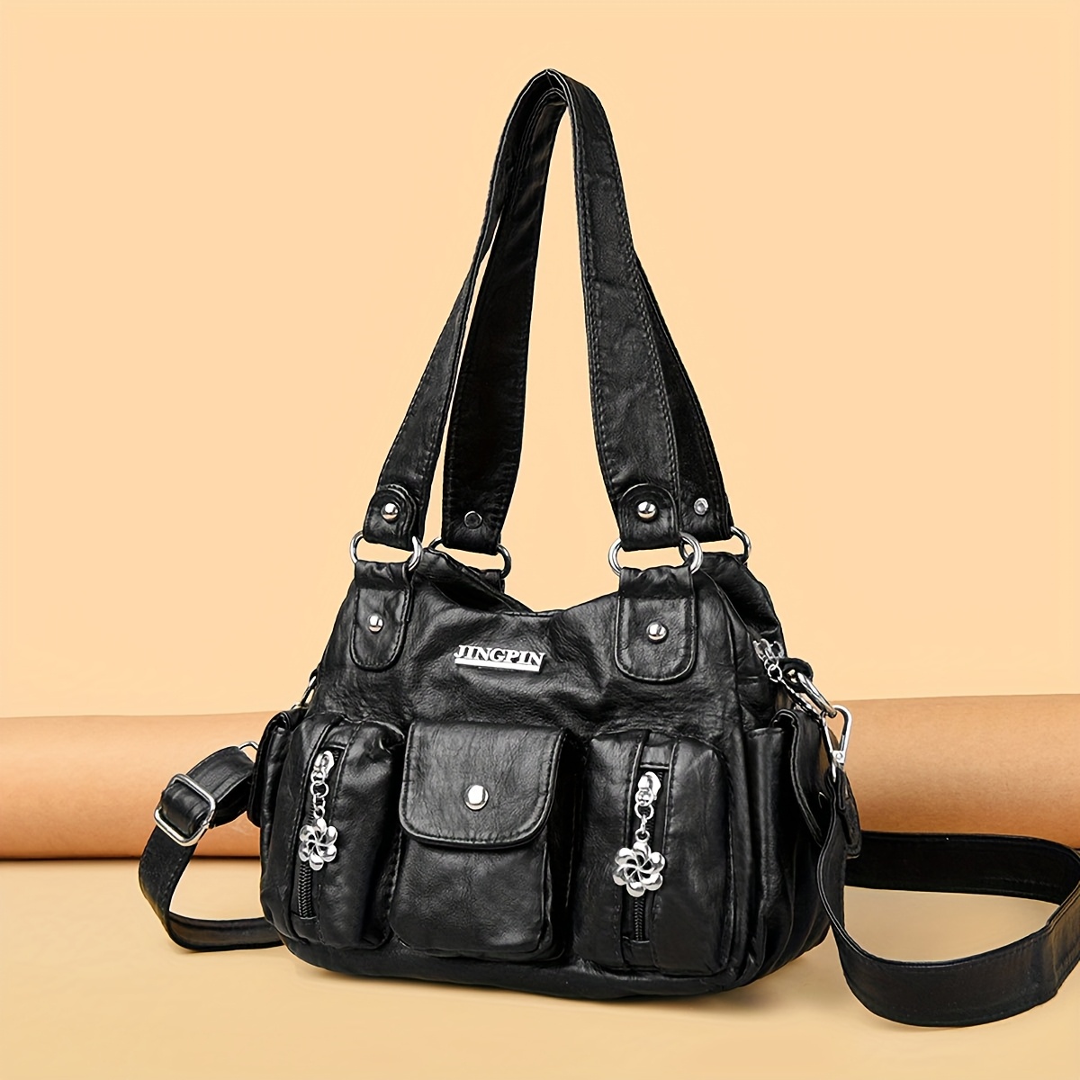 Image of Women's Large Capacity Tote Bag With Adjustable Strap - /grey// Handbag Suitable For Travel, & Shopping, Zipper Closure & Nylon