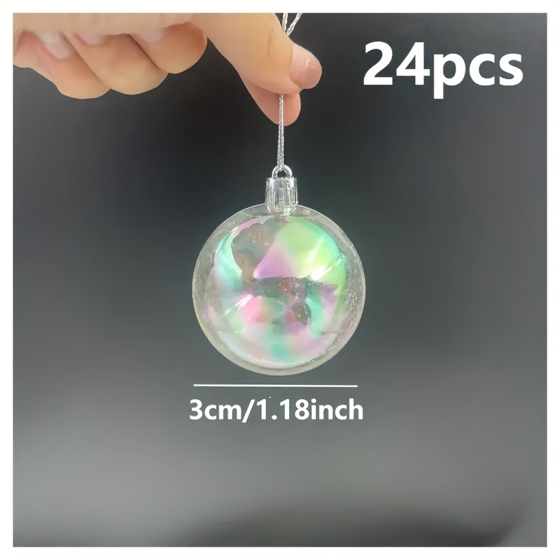 Image of 24pcs, Christmas Ball 3cm/4cm/6cm Bucket Colored Ball Plastic Electroplated Ball Christmas Tree Decorations For Christmas Tree Decorations Christmas Hanging Ball Wedding Party Holiday Decoration Set